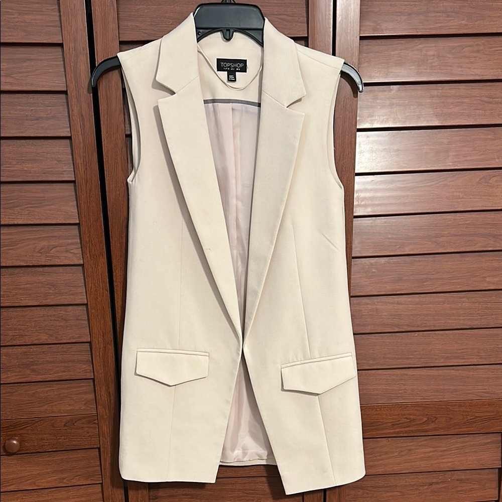 Topshop Cream Sleeveless Blazer